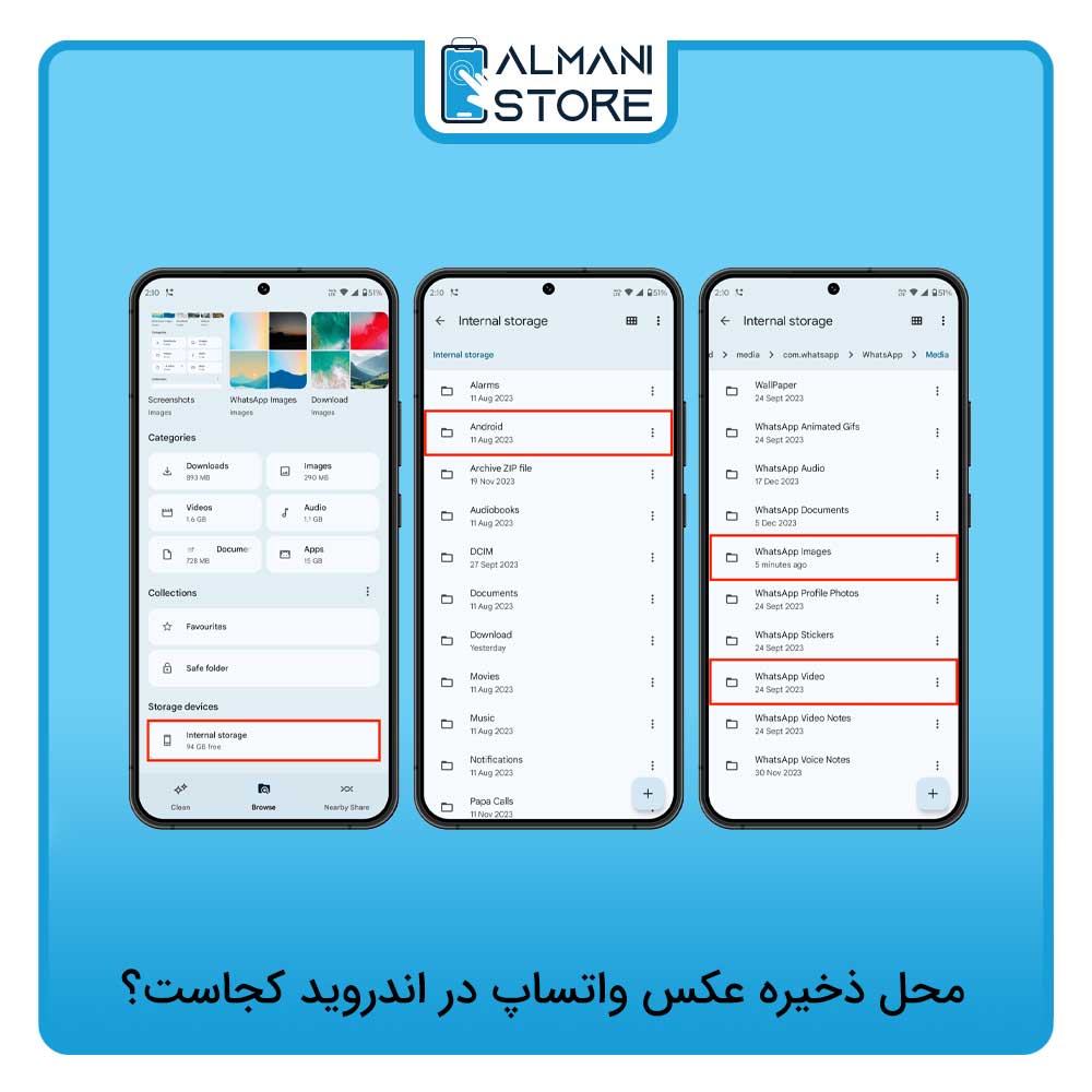 محل ذخیره عکس واتساپ در اندروید کجاست؟